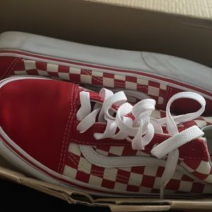Red and white checkered vans